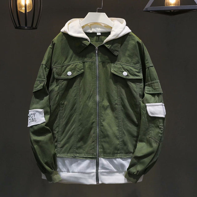 Herren Jeansjacke aus kombinierten Materialien-Bombardina.de