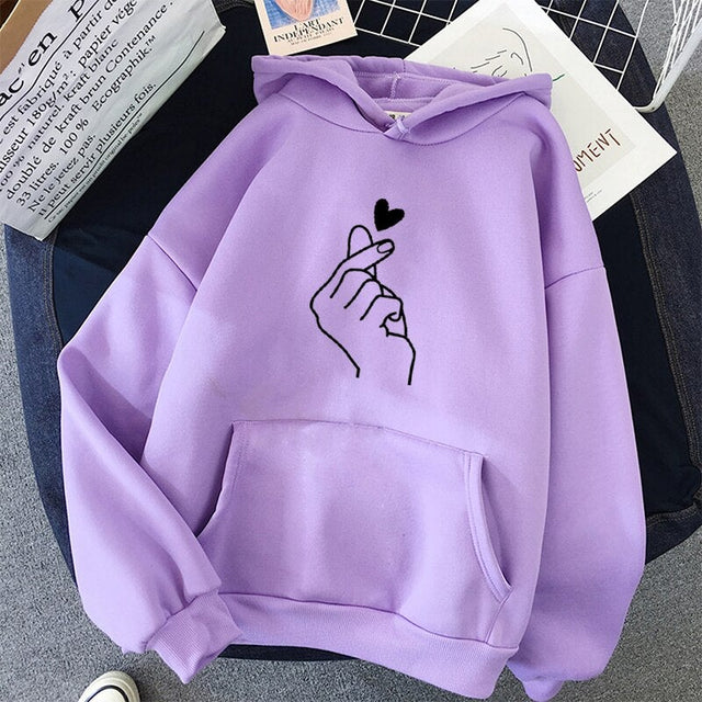 Damen-Kapuzenpullover mit Herzmotiv-Bombardina.de