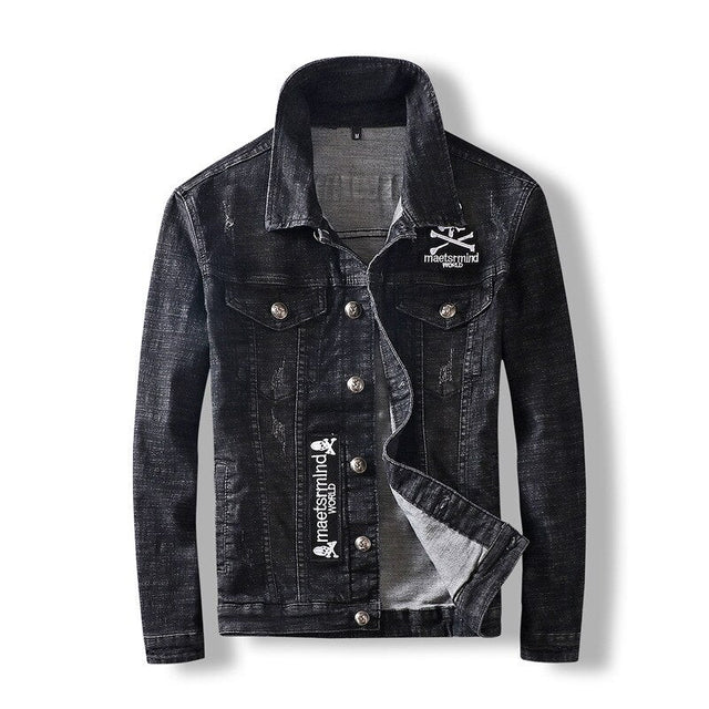Herren-Jeansjacke mit Totenkopfmotiv-Bombardina.de