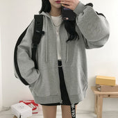 Damen-Sweatshirt mit Reißverschluss und Streifen an den Ärmeln-Bombardina.de