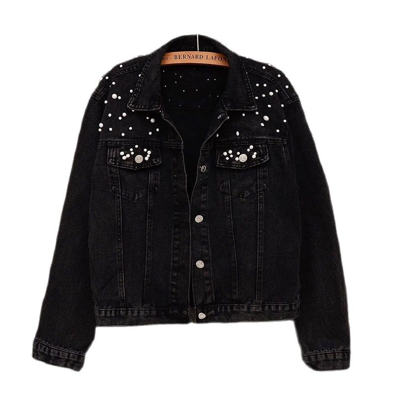 Damen Jeansjacke mit Perlen-Bombardina.de