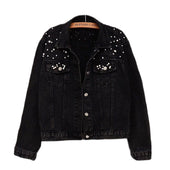 Damen Jeansjacke mit Perlen-Bombardina.de