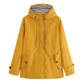Damen-Regenjacke mit gestreifter Kapuze-Bombardina.de