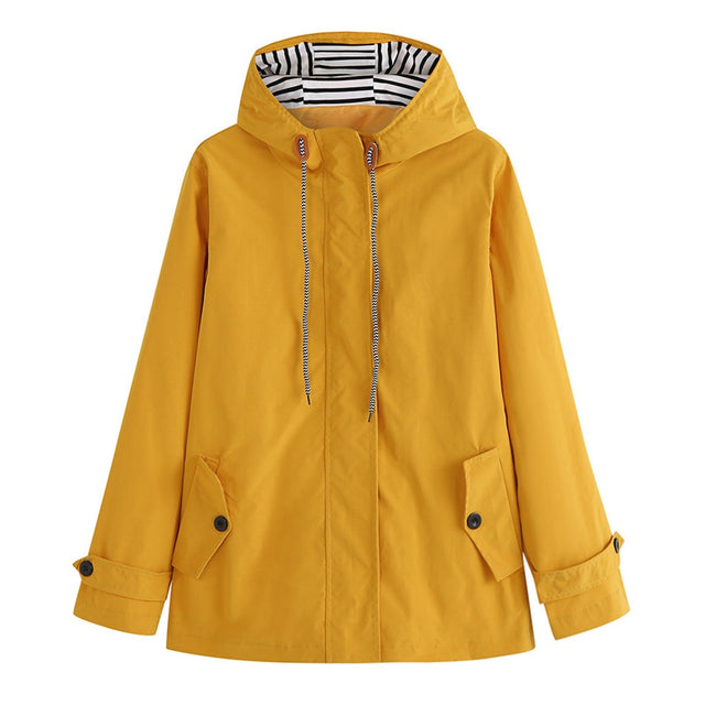 Damen-Regenjacke mit gestreifter Kapuze-Bombardina.de