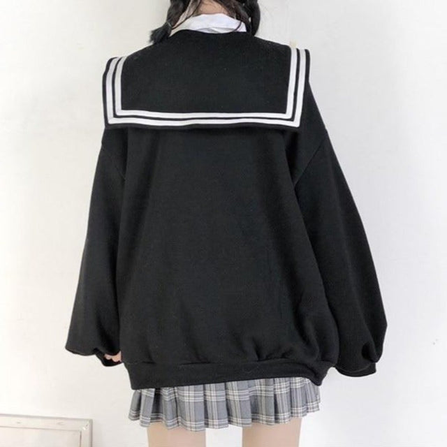 Damen-Sweatshirt mit Reißverschluss und Matrosenkragen-Bombardina.de