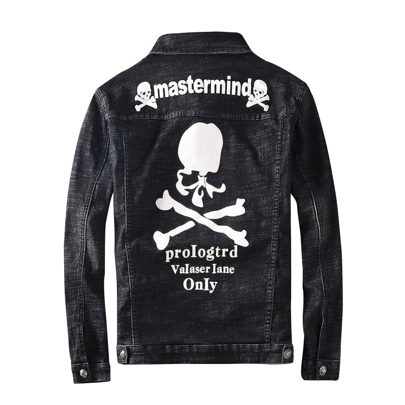 Herren-Jeansjacke mit Totenkopfmotiv-Bombardina.de