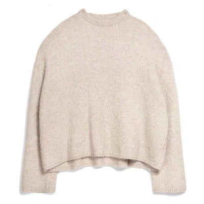 Einfarbiger Strickpullover für Damen-Bombardina.de