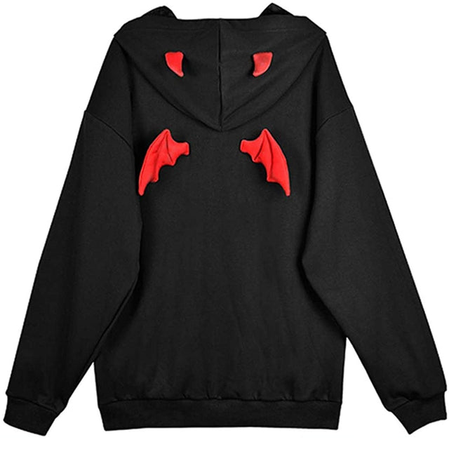 Damen-Sweatshirt ohne Reißverschluss mit Teufelsmotiv-Bombardina.de
