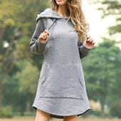 Lang geschnittenes Damen-Sweatshirt ohne Reißverschluss-Bombardina.de