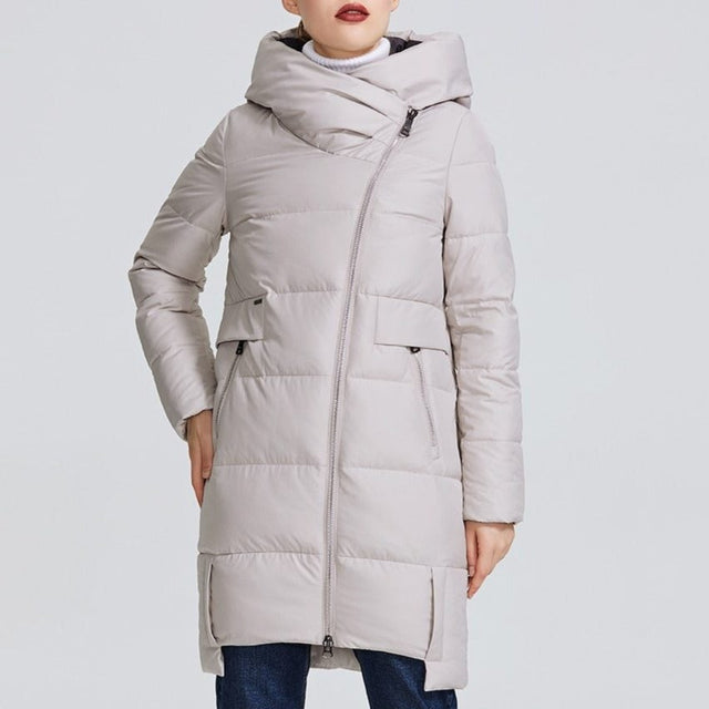Damen-Winterjacke mit asymmetrischem Verschluss-Bombardina.de