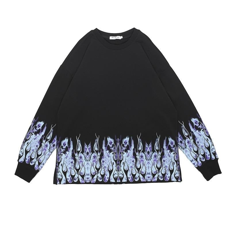 Herren-Sweatshirt ohne Reißverschluss mit Totenkopfmotiv-Bombardina.de