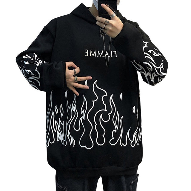 Herren-Hoodie mit Feuermotiv-Bombardina.de