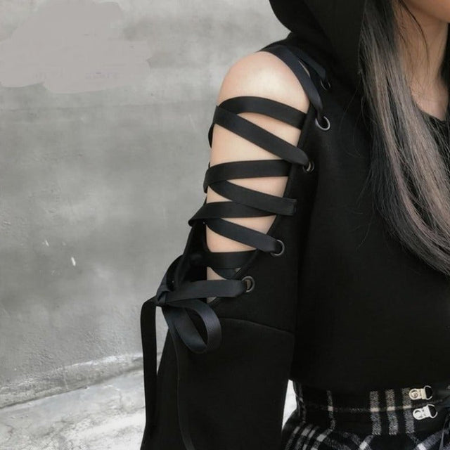 Offenes Damen-Sweatshirt mit Bindung an den Schultern-Bombardina.de