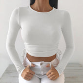 Damen-Langarm-T-Shirt mit seitlichen Bändern-Bombardina.de