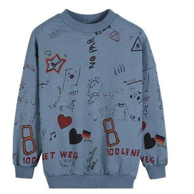 Damen-Sweatshirt ohne Reißverschluss mit Cartoon-Print-Bombardina.de