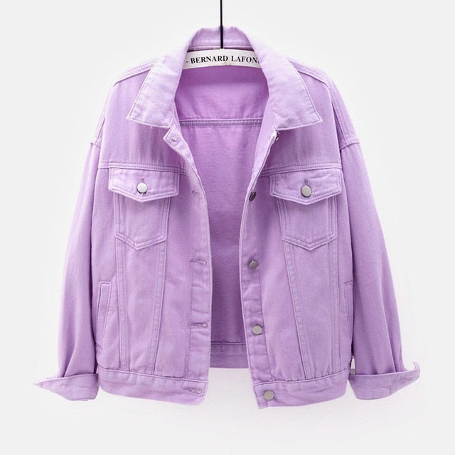 Einfarbige Jeansjacke für Damen-Bombardina.de