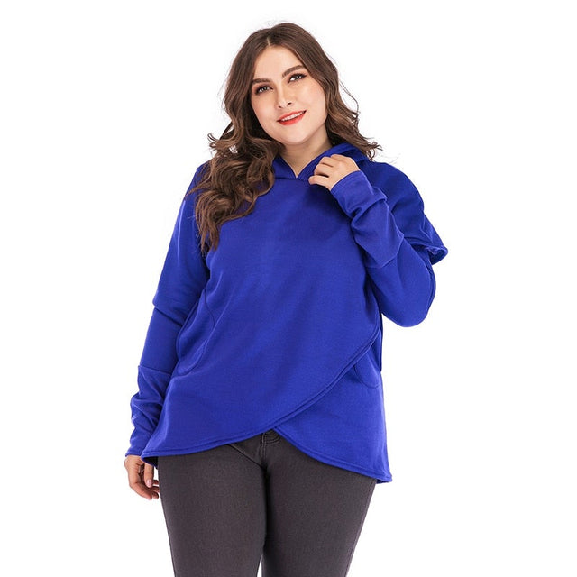 Damen-Sweatshirt mit Kapuze und asymmetrischem Saum-Bombardina.de