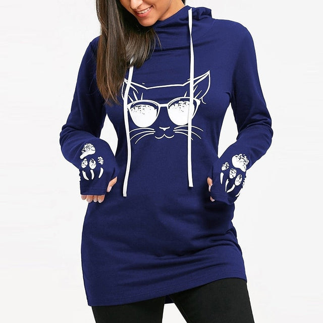 Damen-Sweatshirt ohne Reißverschluss mit Katzen-Bombardina.de-Motiv