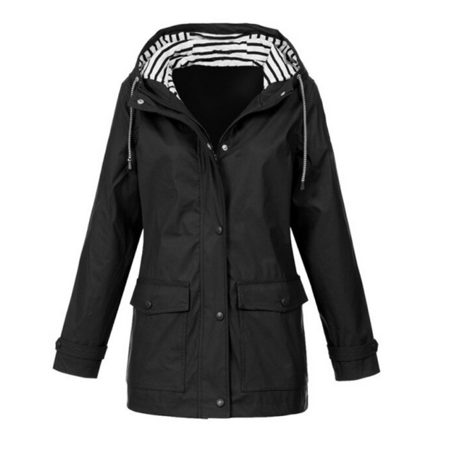 Damen-Übergangsjacke mit gestreifter Kapuze-Bombardina.de