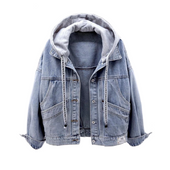 Damen Jeansjacke mit Kapuze-Bombardina.de