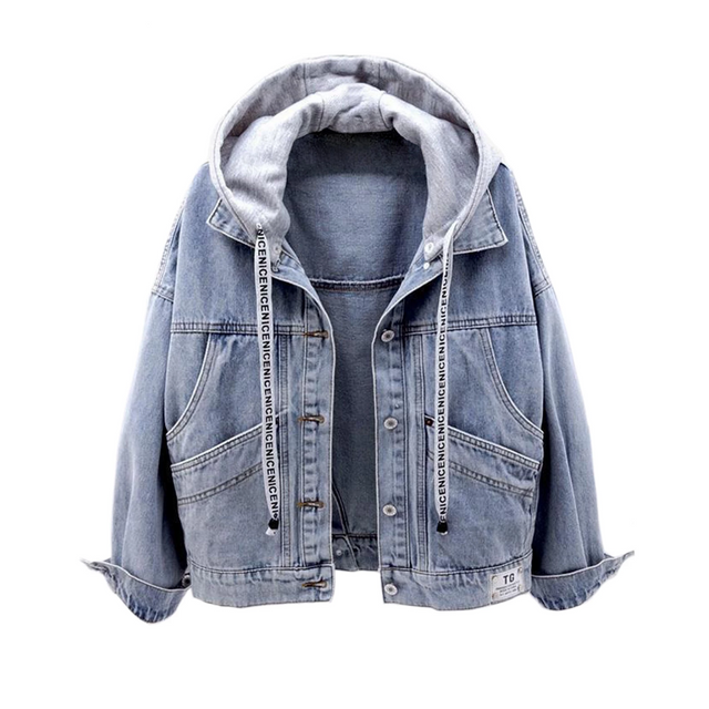 Damen Jeansjacke mit Kapuze-Bombardina.de