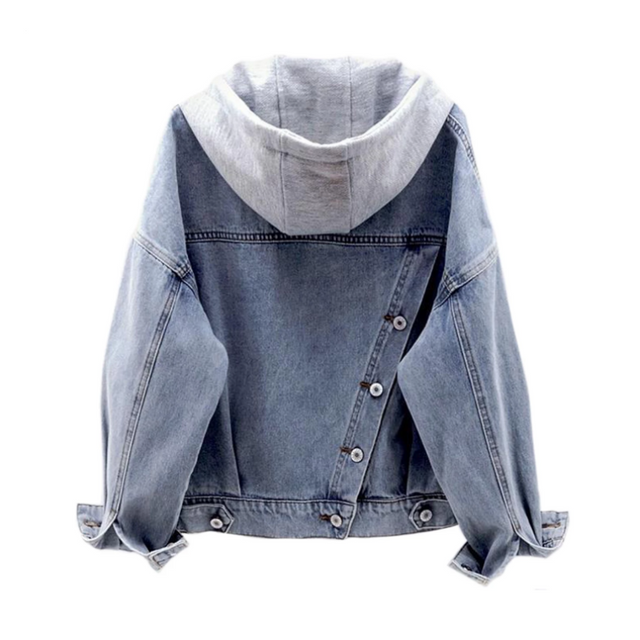 Damen Jeansjacke mit Kapuze-Bombardina.de