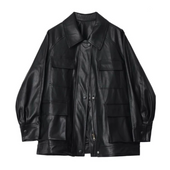 Damen Lederjacke mit lockerem Schnitt-Bombardina.de