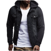 Herren Jeansjacke aus kombinierten Materialien-Bombardina.de