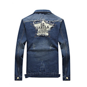 Herren-Jeansjacke mit einem Abzeichen auf der Rückseite-Bombardina.de