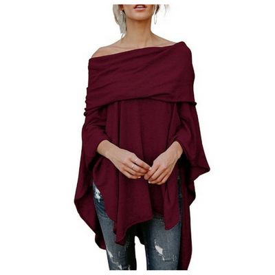 Poncho-Pullover für Damen mit nackten Schultern-Bombardina.de