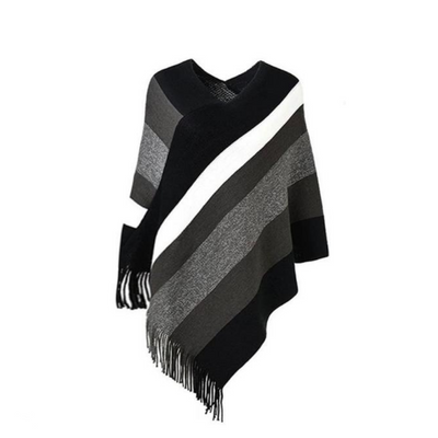 Gestreifter Poncho-Pullover für Damen-Bombardina.de