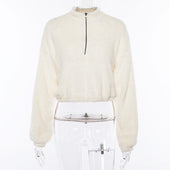 Kurz geschnittenes Fleece-Sweatshirt für Damen-Bombardina.de
