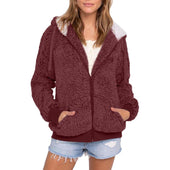 Damen-Fleece-Sweatshirt mit Kontrastkapuze-Bombardina.de