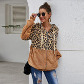 Damen-Fleece-Sweatshirt mit Leopardenmuster-Bombardina.de