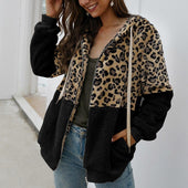 Damen-Fleece-Sweatshirt mit Leopardenmuster-Bombardina.de
