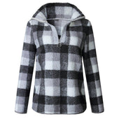 Kariertes Fleece-Sweatshirt für Damen-Bombardina.de