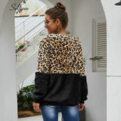 Damen-Fleece-Sweatshirt mit Leopardenmuster-Bombardina.de