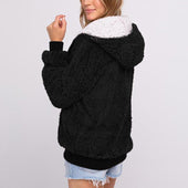 Damen-Fleece-Sweatshirt mit Kontrastkapuze-Bombardina.de