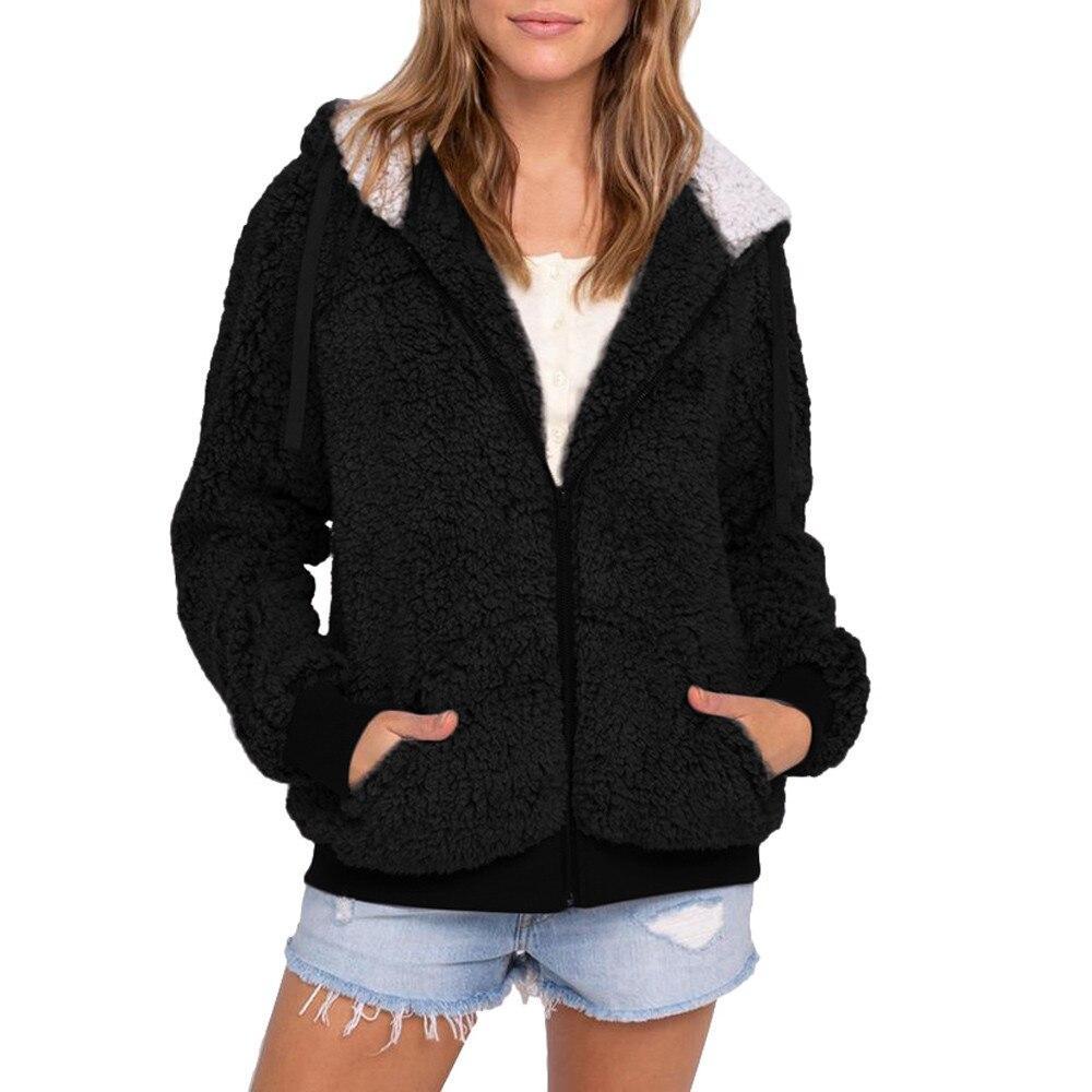 Damen-Fleece-Sweatshirt mit Kontrastkapuze-Bombardina.de