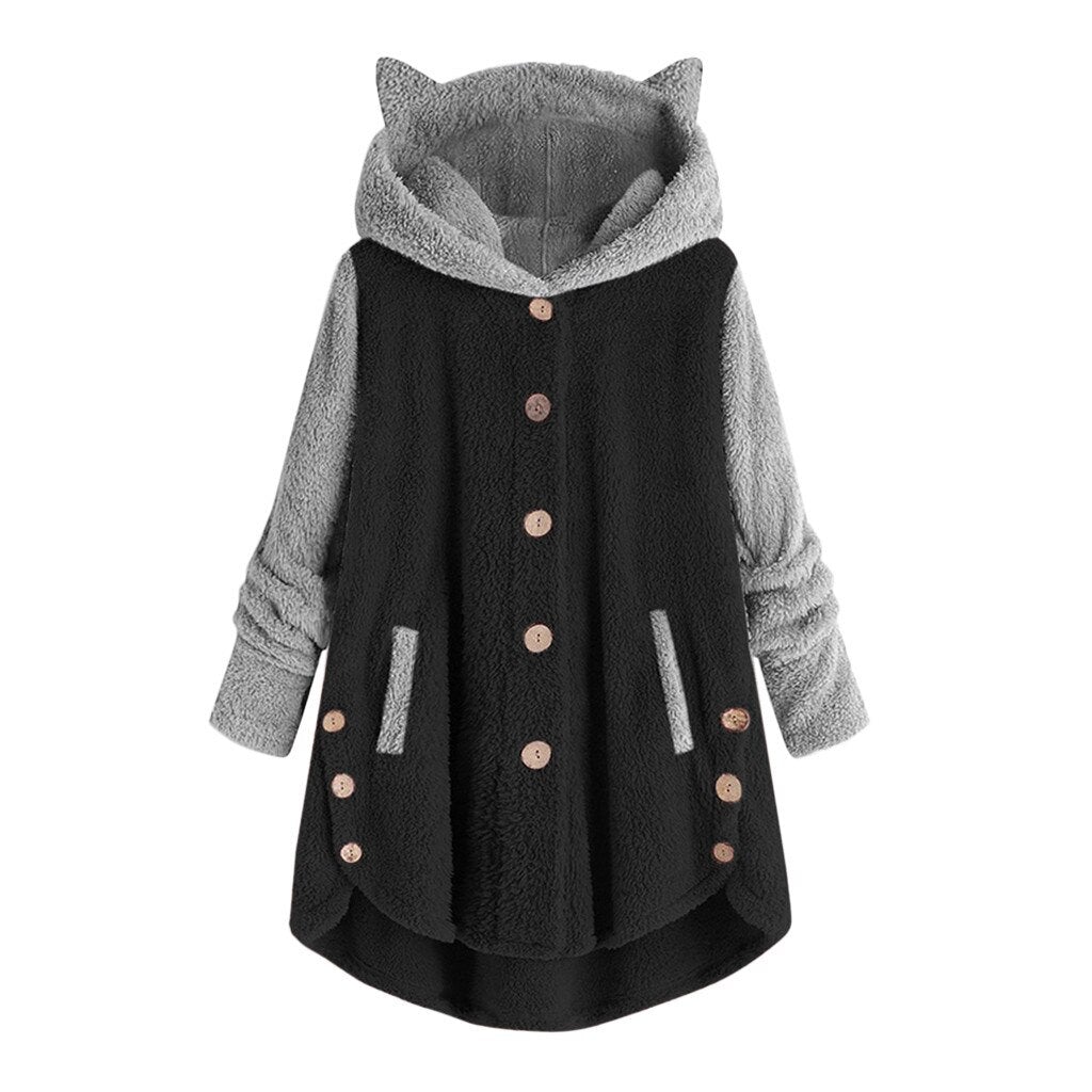 Damen-Fleece-Sweatshirt mit Katzenohren-Bombardina.de