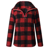 Kariertes Fleece-Sweatshirt für Damen-Bombardina.de