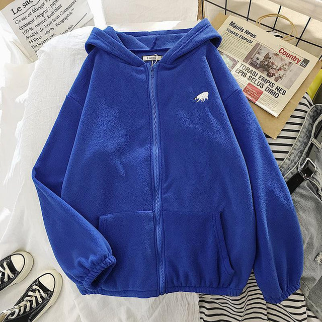 Damen-Fleece-Sweatshirt mit kleinem Aufdruck-Bombardina.de
