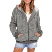 Damen-Fleece-Sweatshirt mit Kontrastkapuze-Bombardina.de