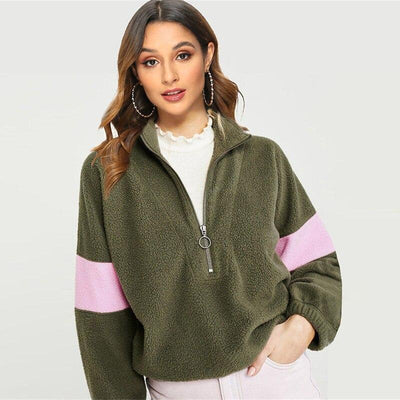 Damen-Fleece-Sweatshirt mit Reißverschluss-Bombardina.de