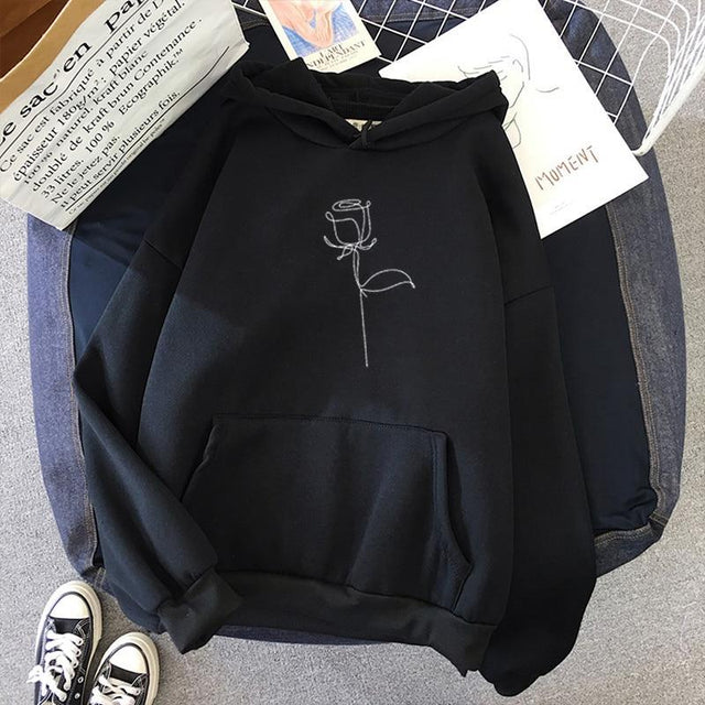 Damen-Kapuzenpullover mit Rosenmotiv-Bombardina.de