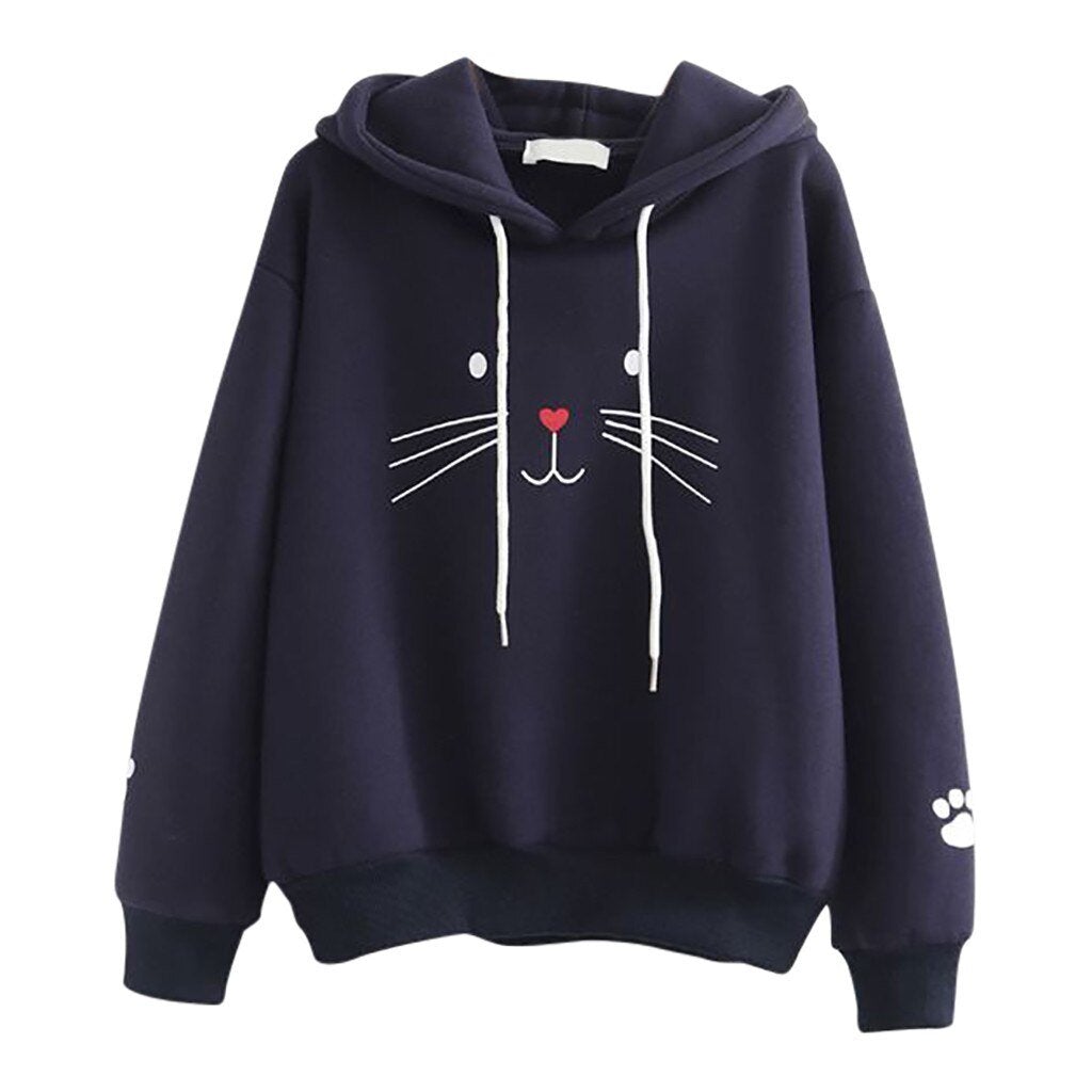 Damen-Kapuzenpullover mit Katzen-Bombardina.de-Motiv