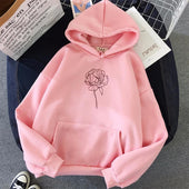 Damen-Kapuzenpullover mit Blumenmotiv- Bombardina.de