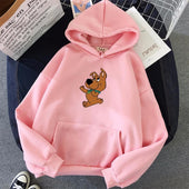 Damen-Sweatshirt mit Kapuze und Aufdruck mit Hund-Bombardina.de