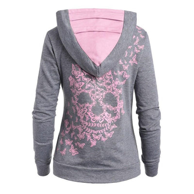 Damen-Kapuzenpullover mit Totenkopfmotiv-Bombardina.de