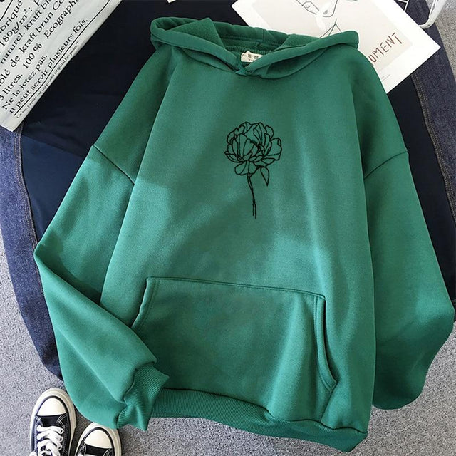 Damen-Kapuzenpullover mit Blumenmotiv- Bombardina.de